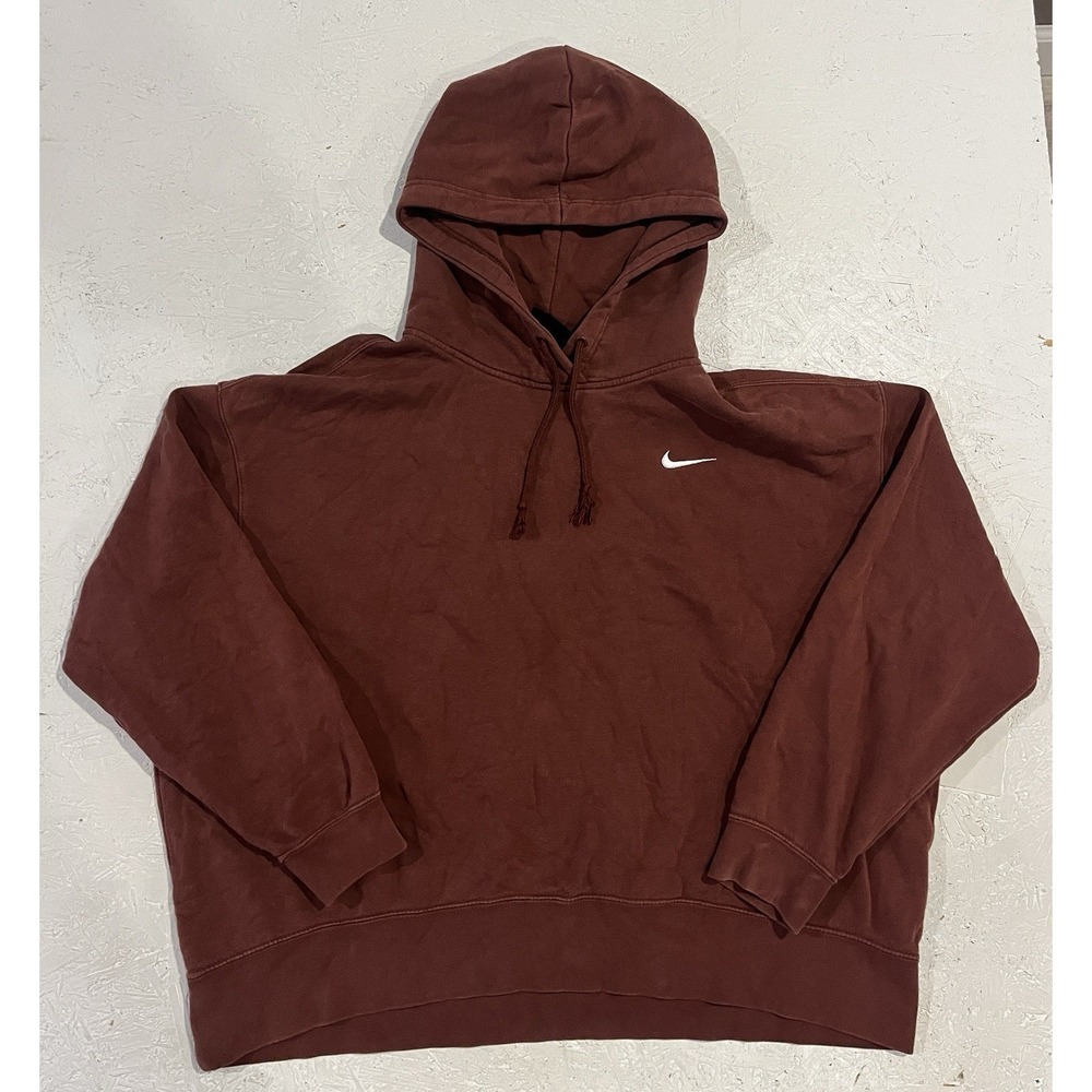 Nike Sportswear Fleece Hoodie Pullover Brown Womens XL Swoosh Logo CZ2590-231